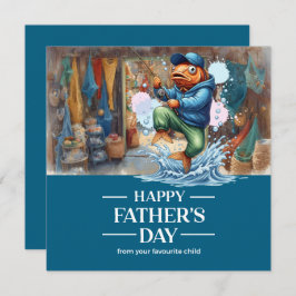 Tarjeta Día del Padre para el padre del amante de la pesca