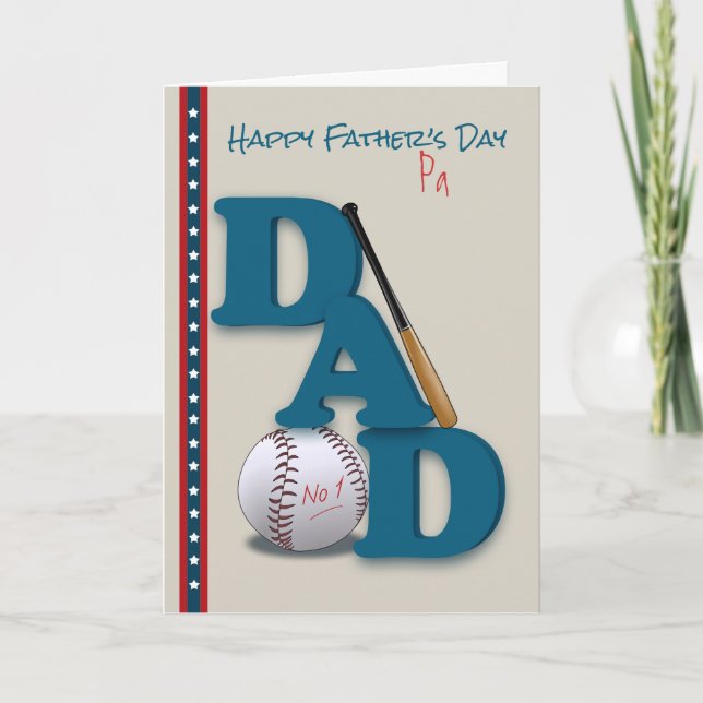 Tarjeta Día del Padre para el tema de béisbol No.1 papá (Anverso)