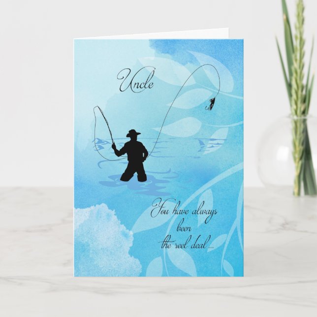Tarjeta Día del Padre para la Pesca del Pescador Tío/ Mosc (Anverso)