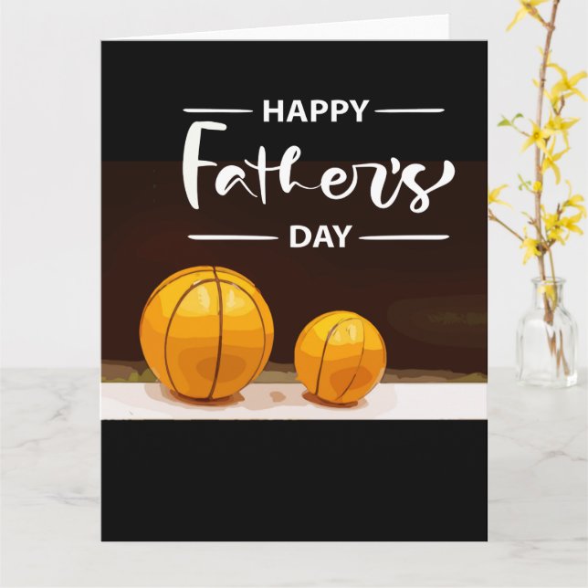 Tarjeta Día del padre para papá baloncesto negro  (flor amarilla)