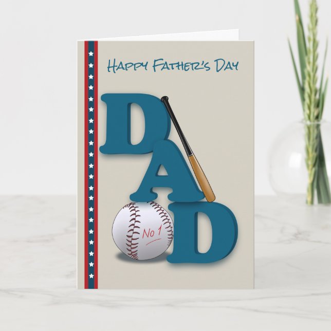 Tarjeta Día del Padre para Papá Tema de Béisbol No.1 Papá (Anverso)