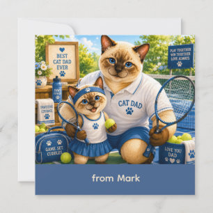 Tarjeta Día del Padre para papás gatos amantes del tenis