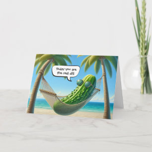 Tarjeta Día del Padre Pepino en vinagre en una hamaca