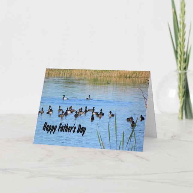 Tarjeta Día del padre, pollos en estanque (Anverso)
