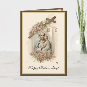 Tarjeta Día del Padre Religioso Estampa Antigua de San Jos