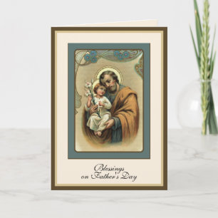 Tarjeta Día del Padre Religioso Estampa Antigua de San Jos