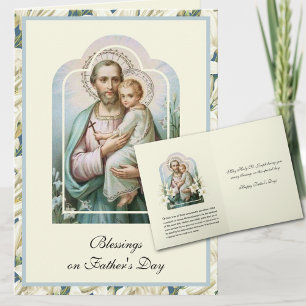 Tarjeta Día del Padre Religioso Estampa Antigua de San Jos