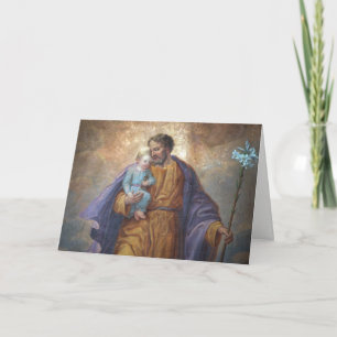 Tarjeta Día del Padre San José Niño Jesús Cruz Lirio