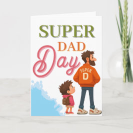Tarjeta Día del Padre Superhéroe Adorable | Saludo de Supe