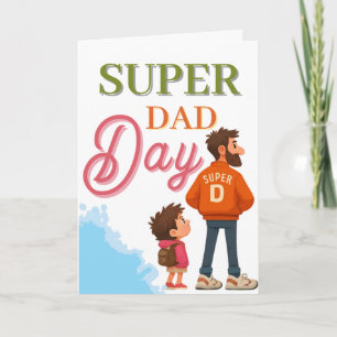 Tarjeta Día del Padre Superhéroe Adorable   Saludo de Supe