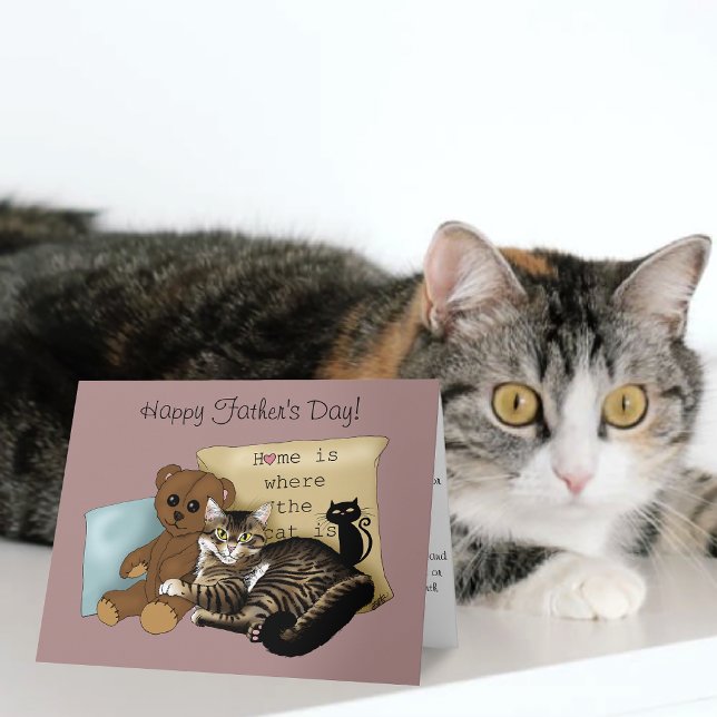 Tarjeta Día del Padre Tabby Rosa Acogedor (Subido por el creador)