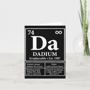 Tarjeta Día del Padre Tabla Periódica de Dadium Divertido 