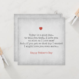 Tarjeta Día del padre te amo tanto como mi mamá Card