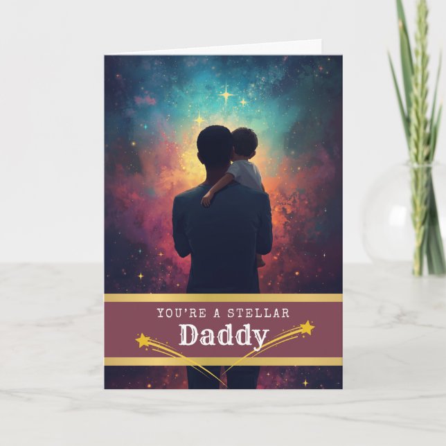 Tarjeta Día del Padre tema Mejor Papá Universo (Anverso)