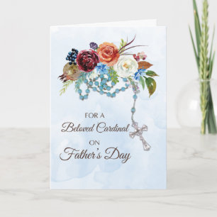 Tarjeta Día del Padres Cardenales Con Flores Coloridas Ros