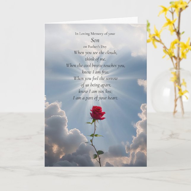 Tarjeta Día del Padres Pérdida del Recuerdo del Hijo con E (flor amarilla)