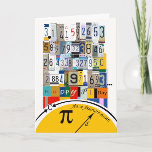 Tarjeta Día del Pi para la tía, números en disminución