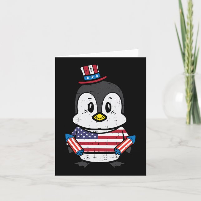 Tarjeta Día del Pingüino 4 de julio Niños pequeños de Esta (Anverso)