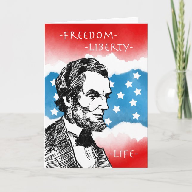 Tarjeta Día del Presidente, Abraham Lincoln, Patriótico (Anverso)
