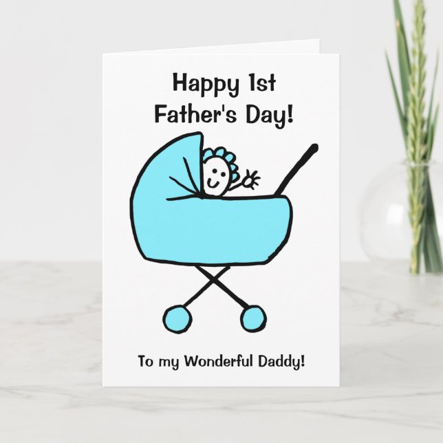 Tarjeta Dia del primer padre de un niño pequeño y gracioso (Anverso)