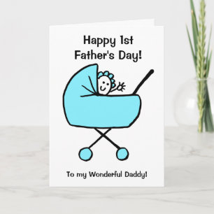 Tarjeta Dia del primer padre de un niño pequeño y gracioso