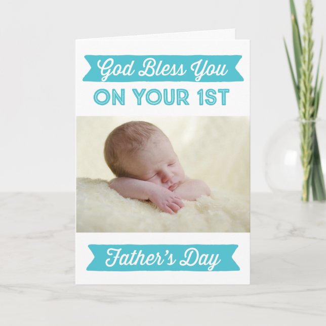 Tarjeta Día del Primer Padre Personalizado - Dios bendiga (Anverso)