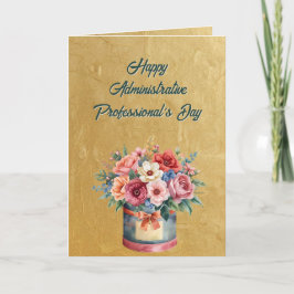 Tarjeta Día del Profesional Administrativo de Oro Elegante