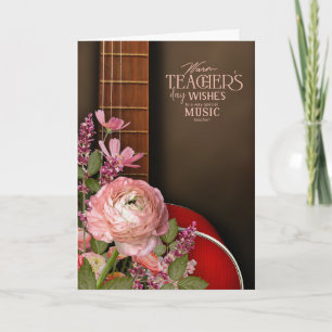 Tarjeta Día del Profesor de Guitarra Elegante Agradecimien