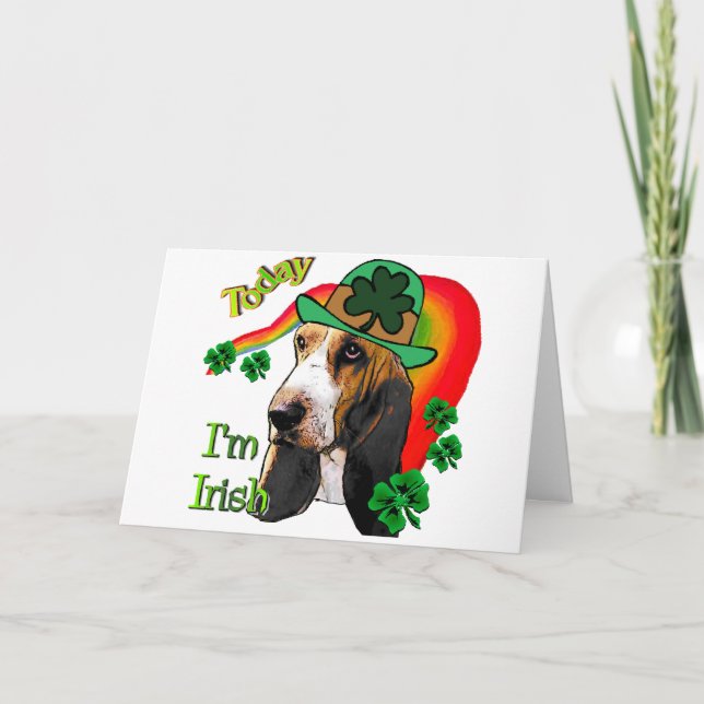 Tarjeta Día del St. Patricks de Basset Hound (Anverso)