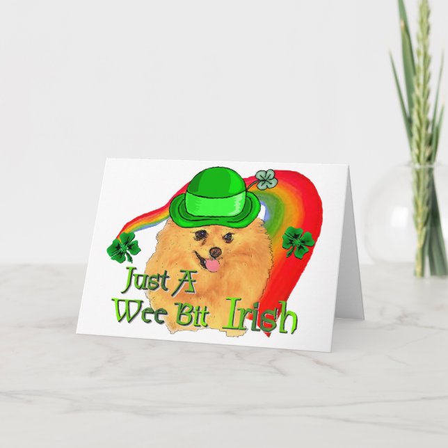 Tarjeta Día del St Patricks de Pomeranian (Anverso)