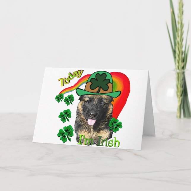 Tarjeta Día del St Patricks del pastor alemán (Anverso)