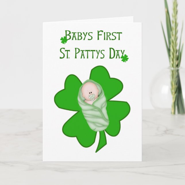 Tarjeta Día del St. Patty del bebé primera - bebé y (Anverso)