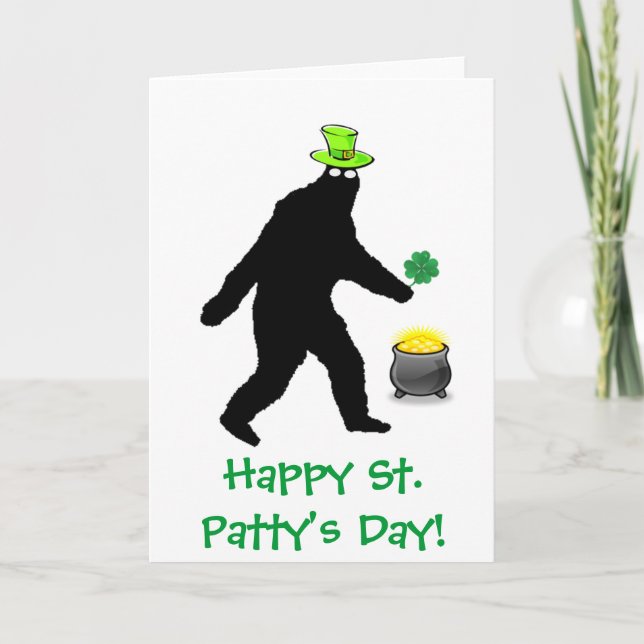 Tarjeta Día del St. Patty feliz de Bigfoot (Anverso)
