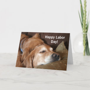 Tarjeta Día del Trabajo de Golden Retriever