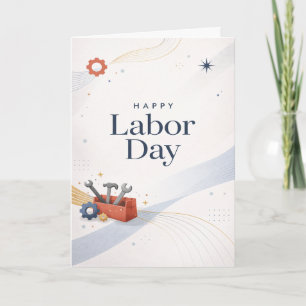 Tarjeta Día del Trabajo Herramientas Modernas Feliz