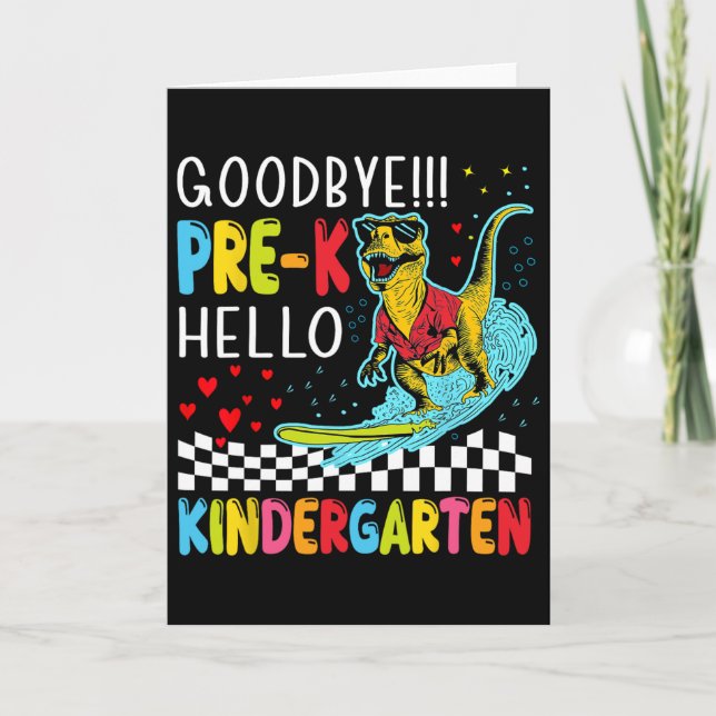 Tarjeta Día del último día de preescolar de niños Dinosaur (Anverso)