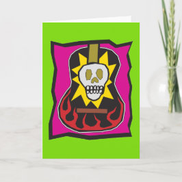 Tarjeta Día del verde muerto w/Purple de la guitarra de
