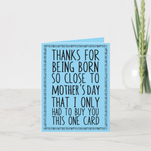 Tarjeta Día divertido de la madre y cumpleaños combinados