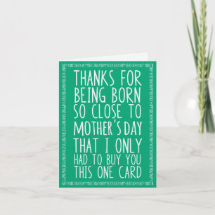 Tarjeta Día divertido de la madre y cumpleaños combinados