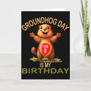 Tarjeta Día divertido de la marmota es mi cumpleaños, lind