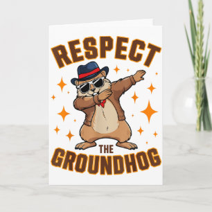 Tarjeta Día divertido de la marmota haciendo dabbing Respe