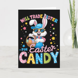 Tarjeta Día divertido de Pascua cambiará hermana por dulce