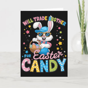 Tarjeta Día divertido de Pascua cambiará hermano por dulce
