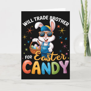 Tarjeta Día divertido de Pascua cambiará hermano por dulce