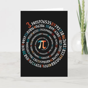 Tarjeta Día divertido de Pi 3.14 Símbolo Pi Espiral Número