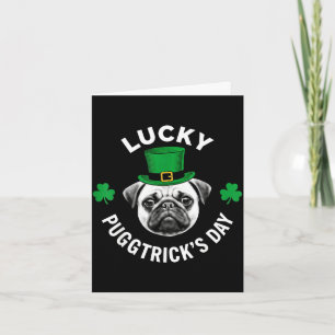 Tarjeta Día divertido de San Patricio del pug afortunado
