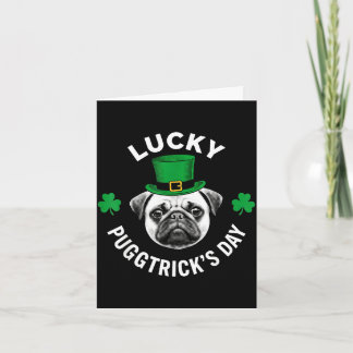 Tarjeta Día divertido de San Patricio del pug afortunado