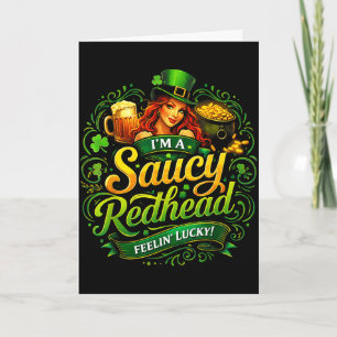 Tarjeta Día divertido de San Patricio en la pelirroja la p
