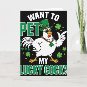 Tarjeta Día divertido de San Patricio Gallina Quiero acari