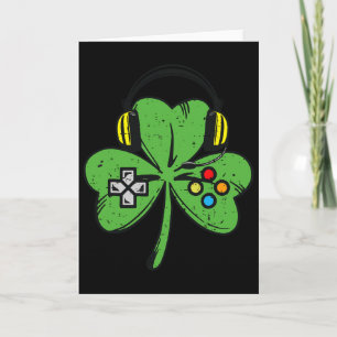 Tarjeta Día divertido de San Patricio Gamer Trébol Videoju